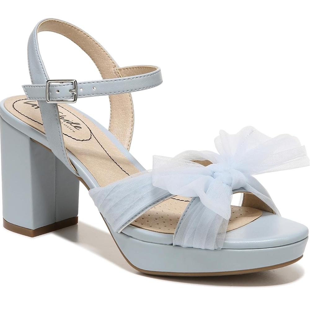 Life Stride Light Blue First Dance Block Heel Bow Sandals